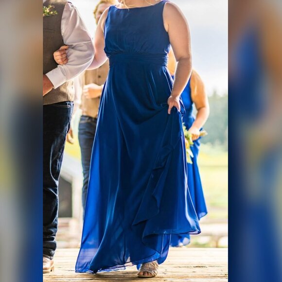 Blue Chiffon Prom/Formal Dress in Royal Blue - Picture 4 of 6